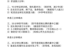 篮球队训练计划日程表